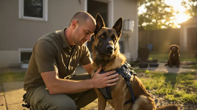 Pour rester avec le Malinois qui l’accompagnait en mission, ce maître-chien choisit de l’adopter